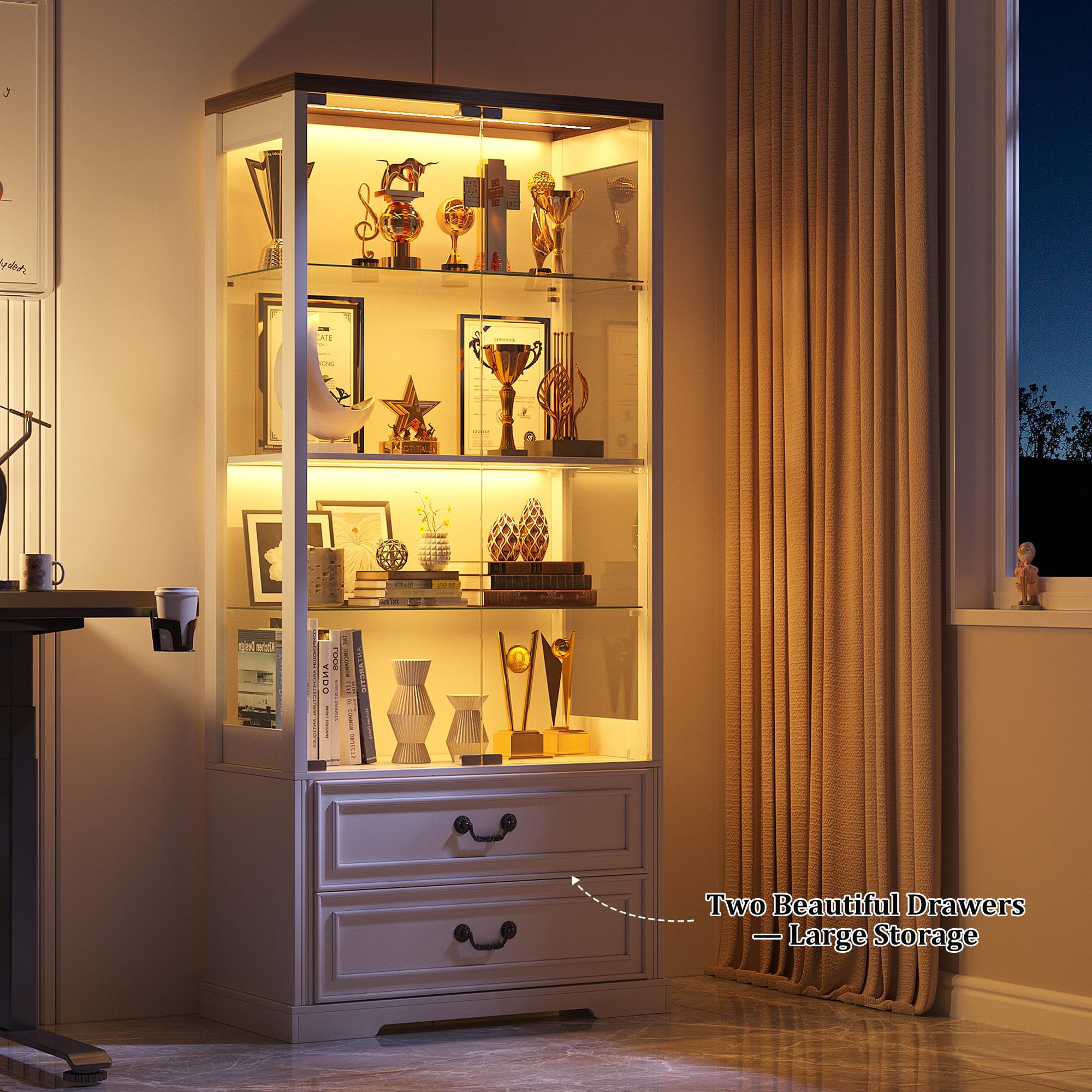 Display Cabinet with Glass Doors 67" Tall