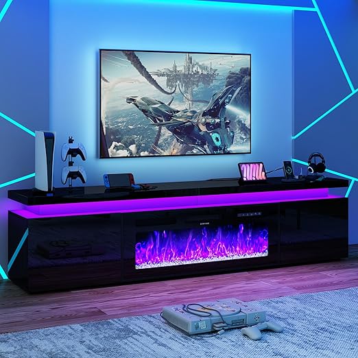 71" LED TV Stand with 40" Electric Fireplace