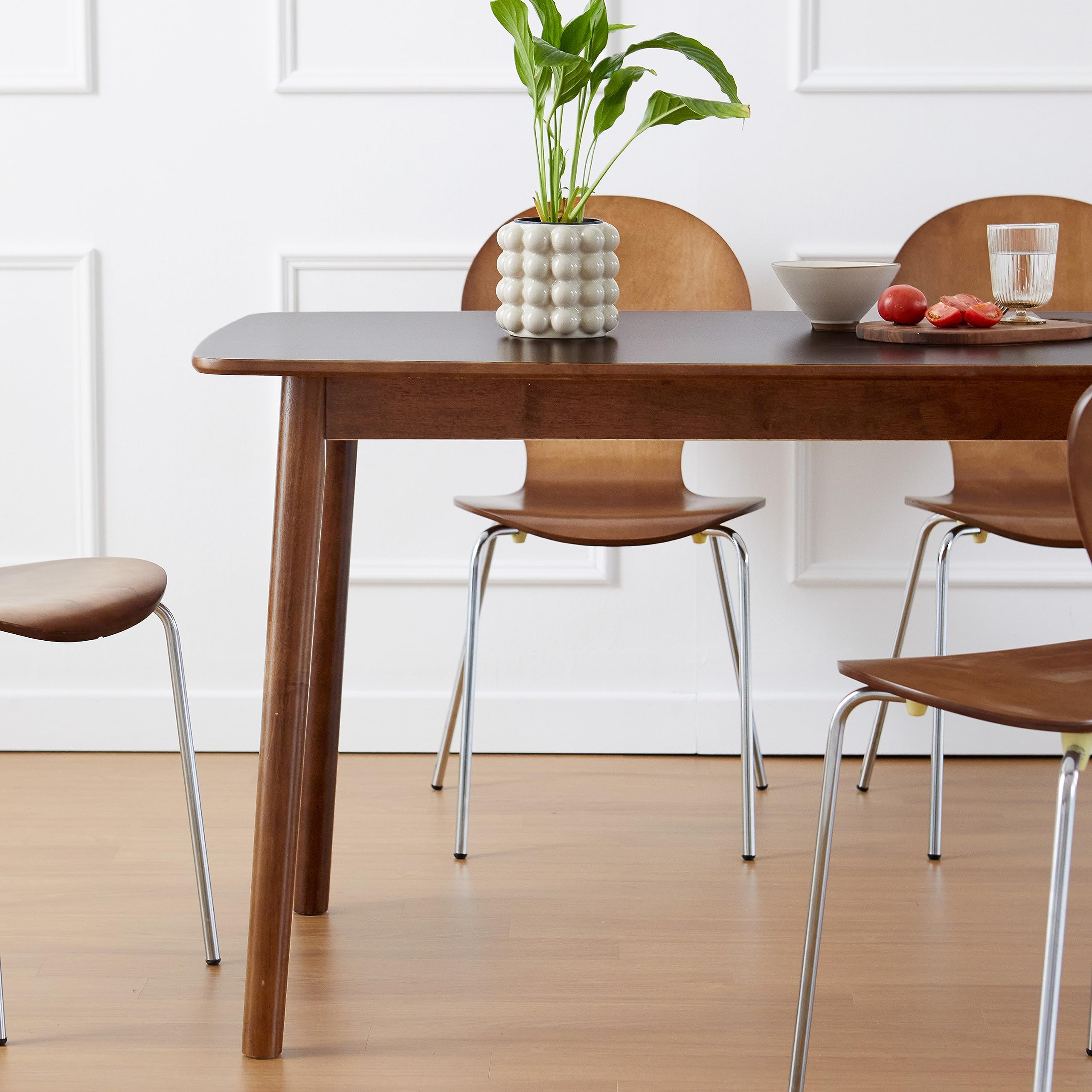 Mid-Century Modern Wooden Dining Chairs Set of 2