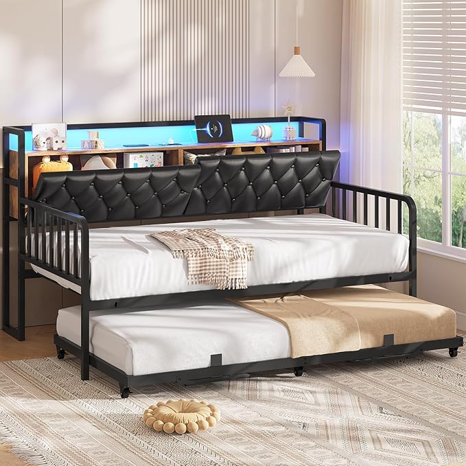 Twin to King Daybed with Trundle and Charging Station
