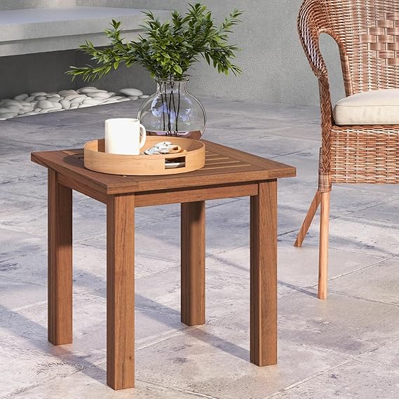 17.5 Inch Square Hardwood Outdoor Side Table