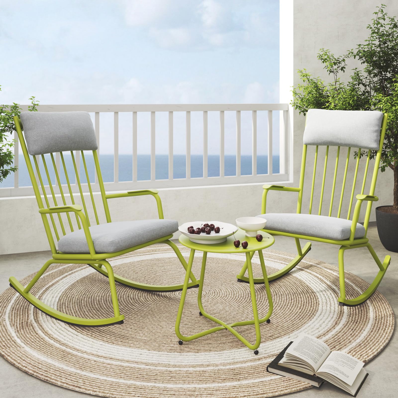 Outdoor Rocking Bistro Set with Cushions