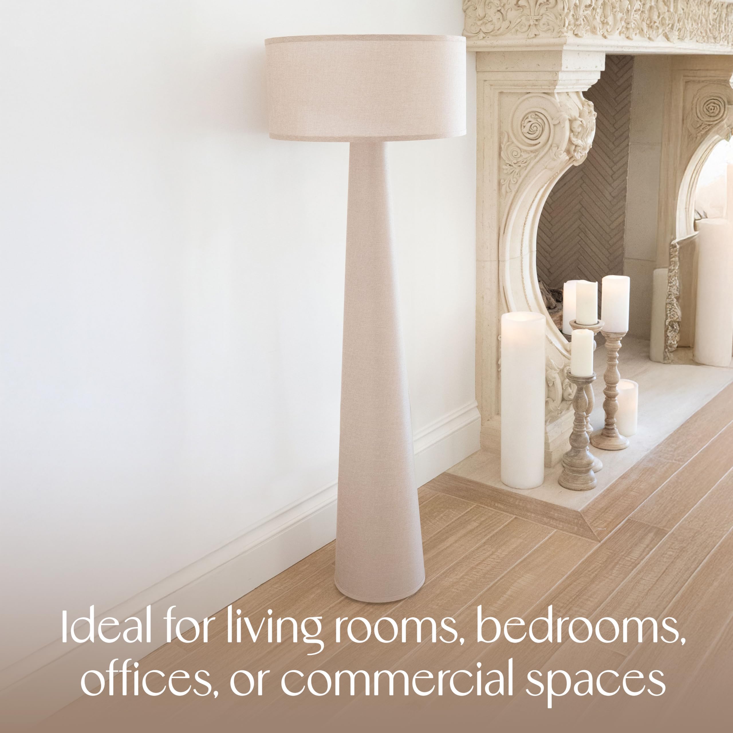 59" Taupe Linen Floor Lamp with LED Bulb