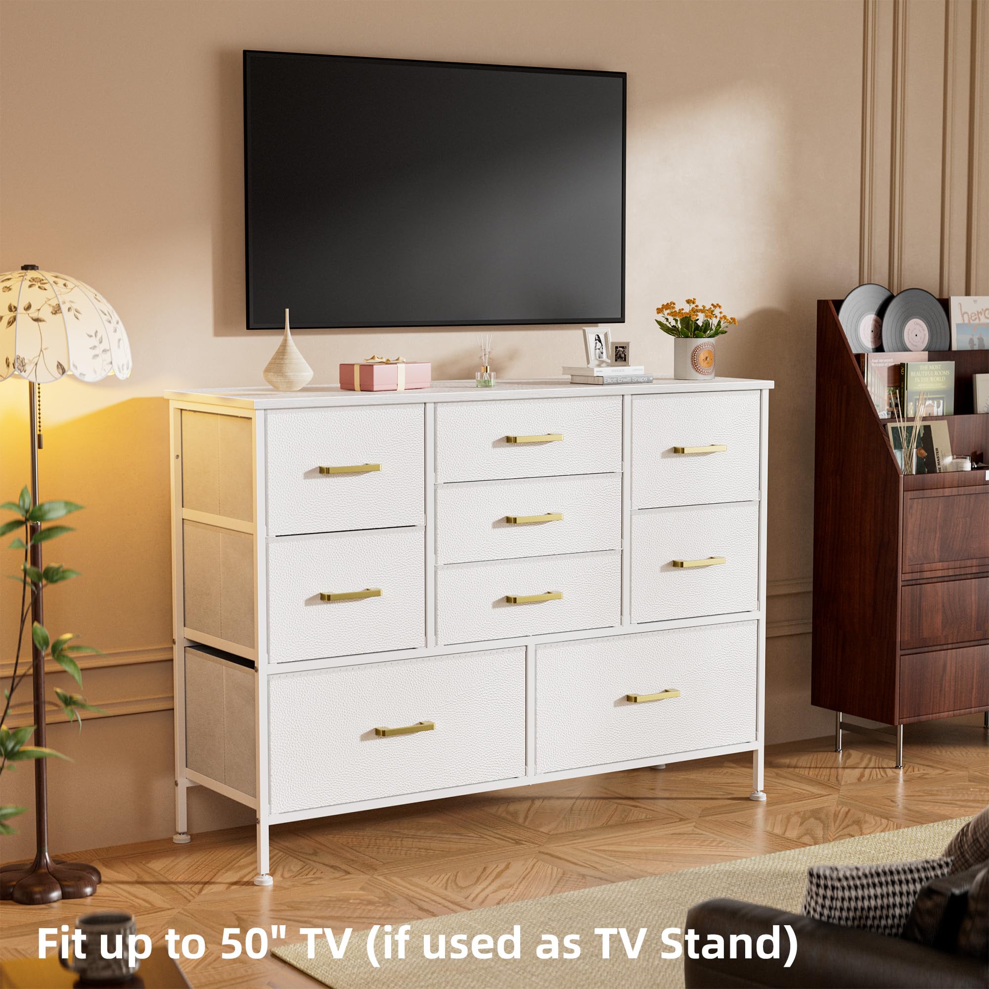 9 Drawer Dresser with Fabric Storage - Modern Bedroom Organizer 43.31" W