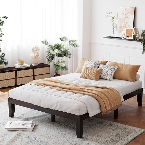 King Solid Wood Platform Bed Frame