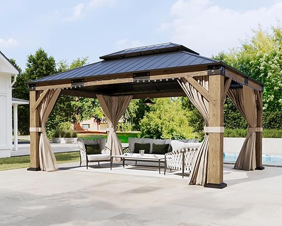 13x15 Hardtop Gazebo with Storage Bar Counter
