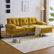 83" Velvet Sectional Sofa with Tufted Upholstery