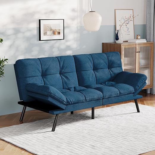 Convertible Futon Sofa Bed with Memory Foam