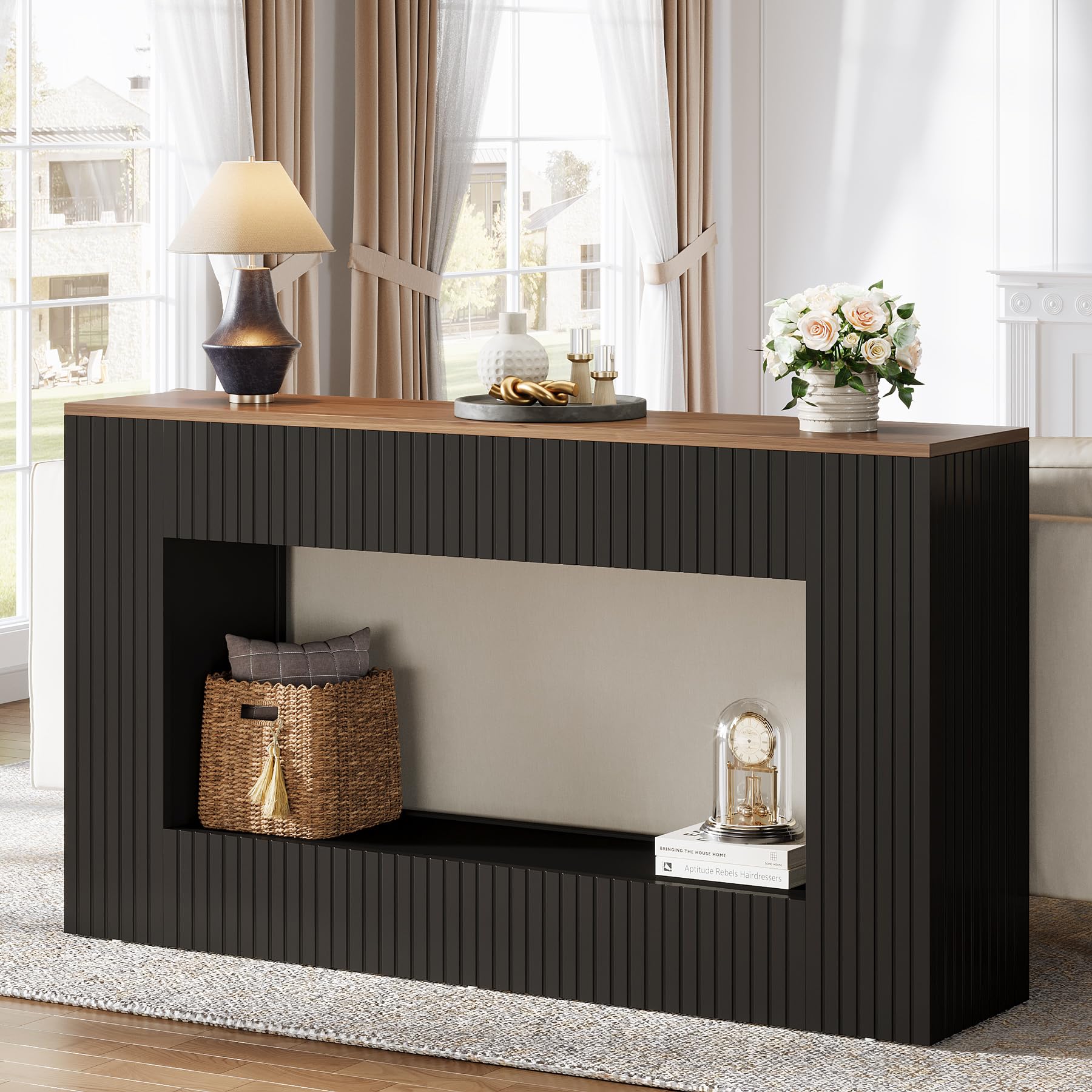 55" Modern Console Table with 2-Tier Storage