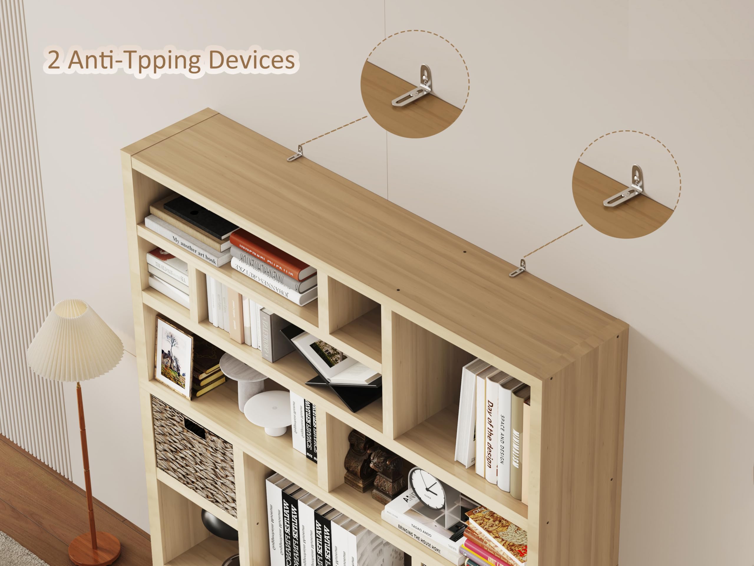 6-Tier Industrial Bookshelf with Storage Baskets