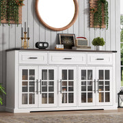 63" Sideboard Buffet Cabinet with Glass Doors