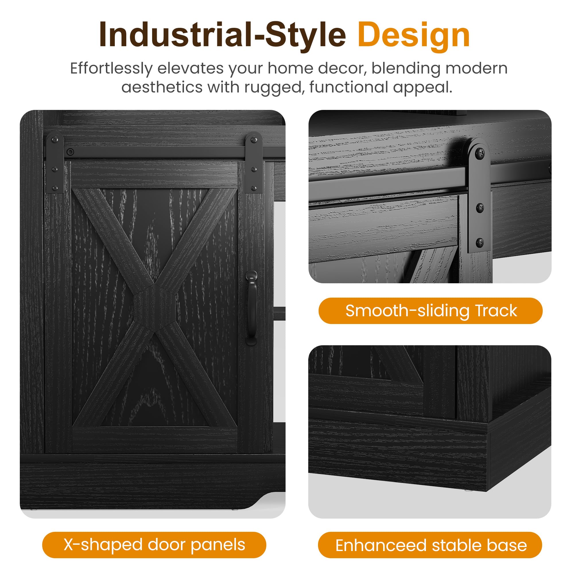 Farmhouse TV Stand with 23" Fireplace for 65+ Inch TV