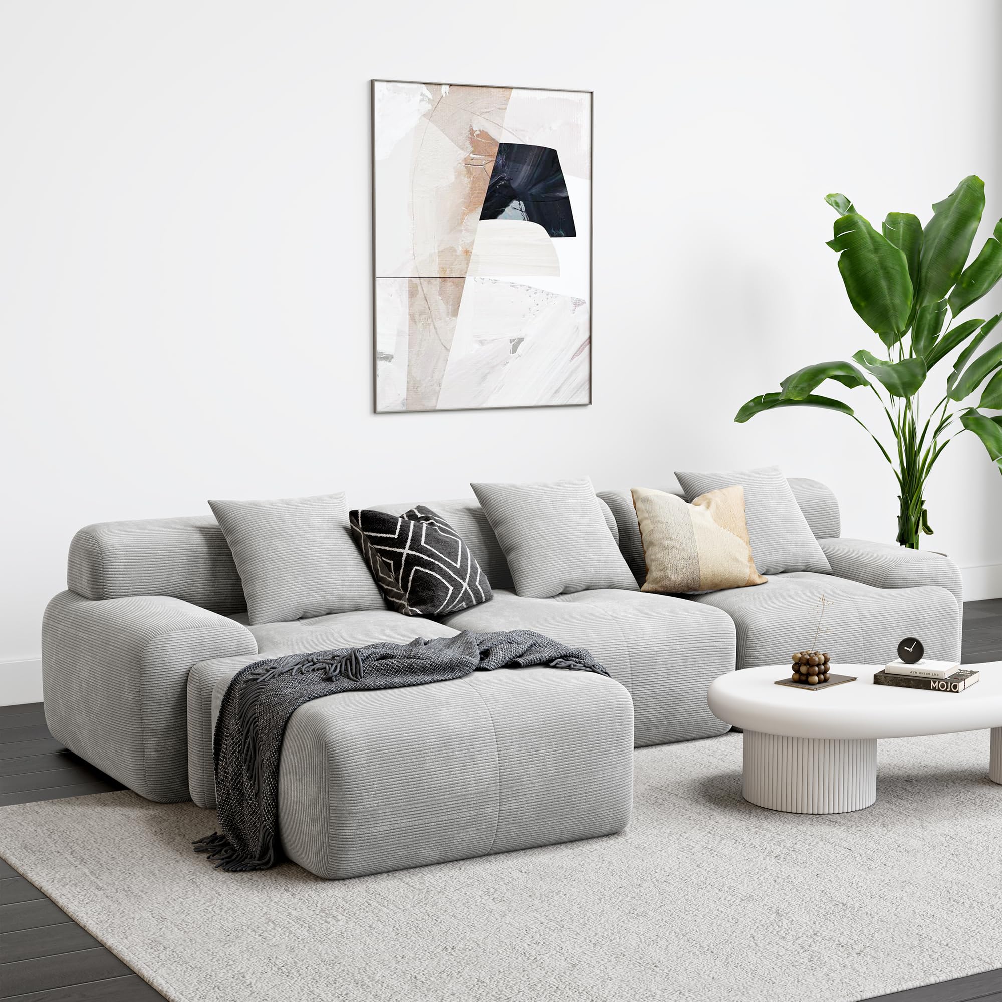 118" Modular Sectional Sofa L-Shaped with Ottoman