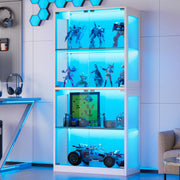 4-Tier Display Cabinet with Glass Doors and LED Lights