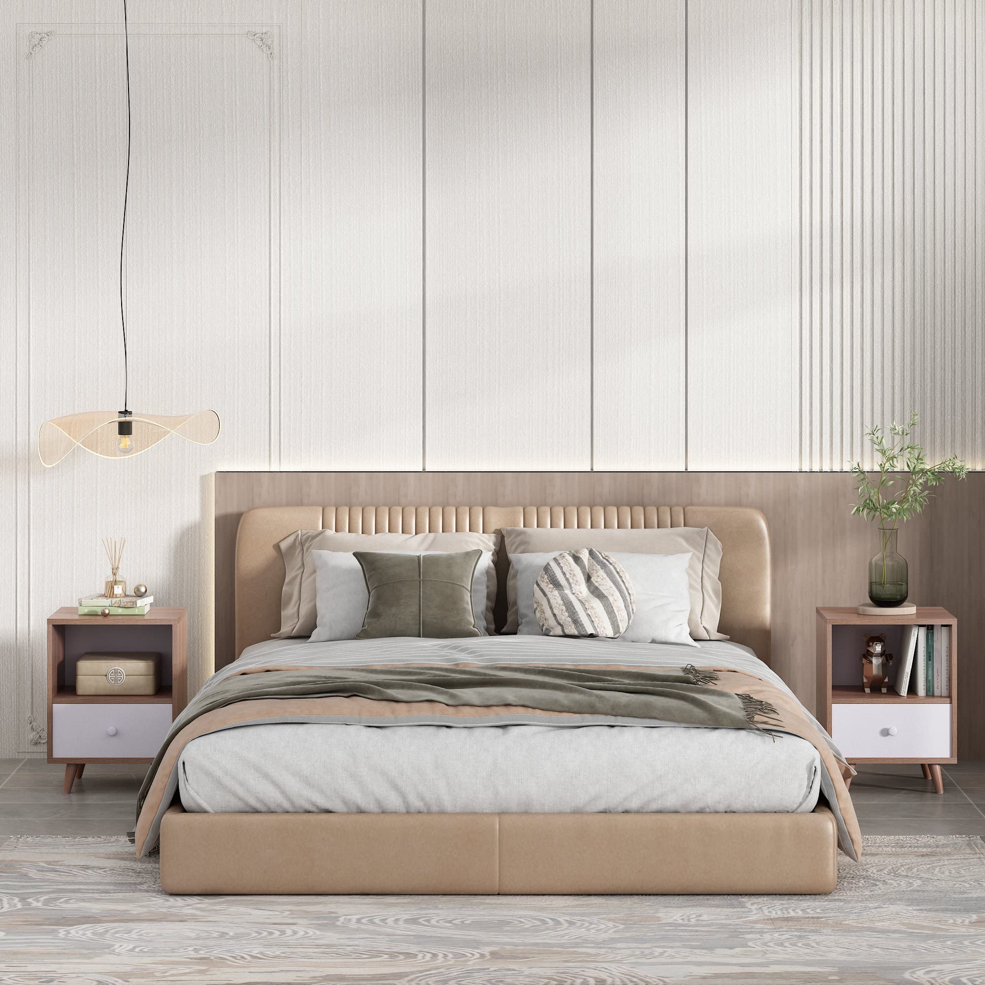 Modern Wood Nightstand with Drawer