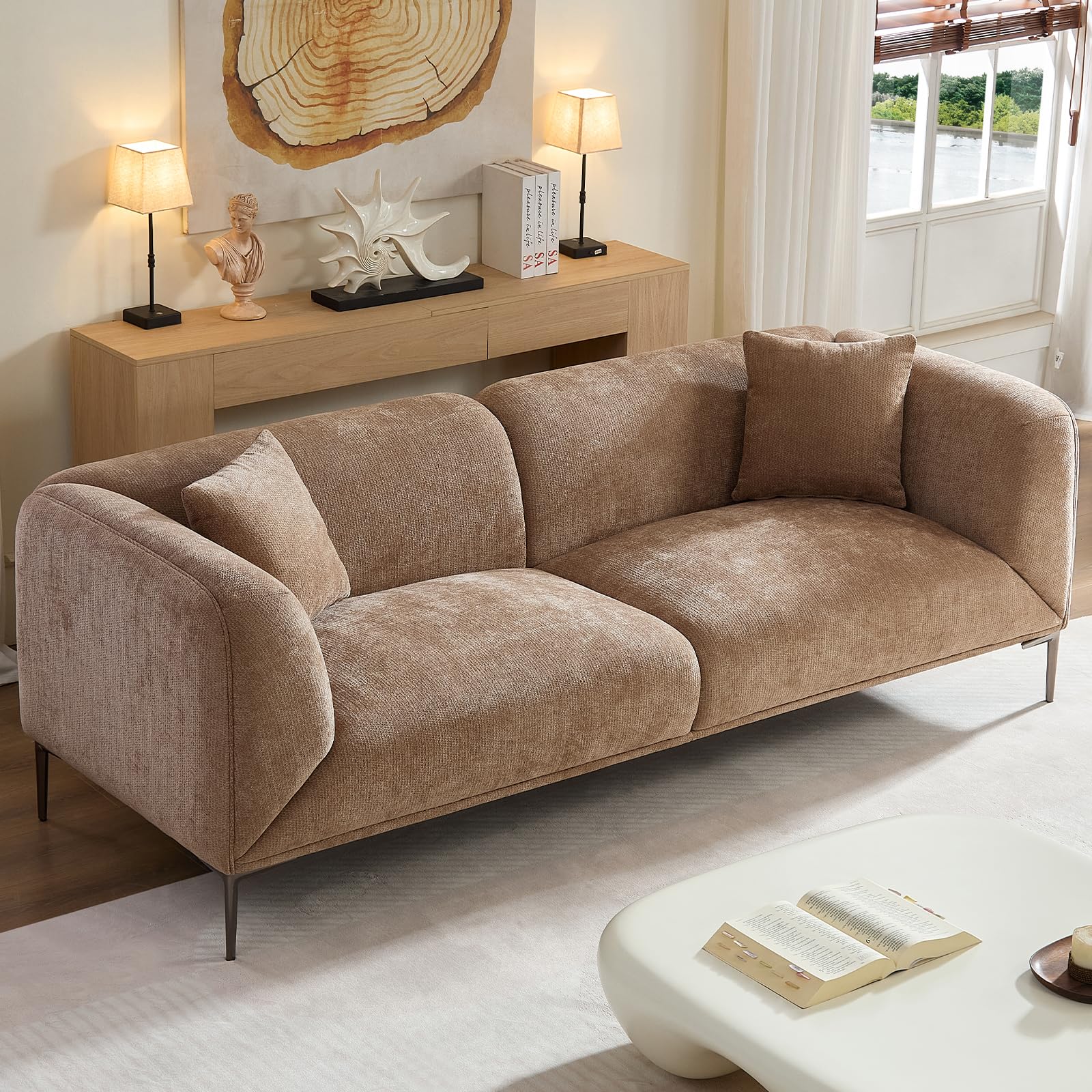 Modern Boucle 3-Seater Sofa with Deep Seats