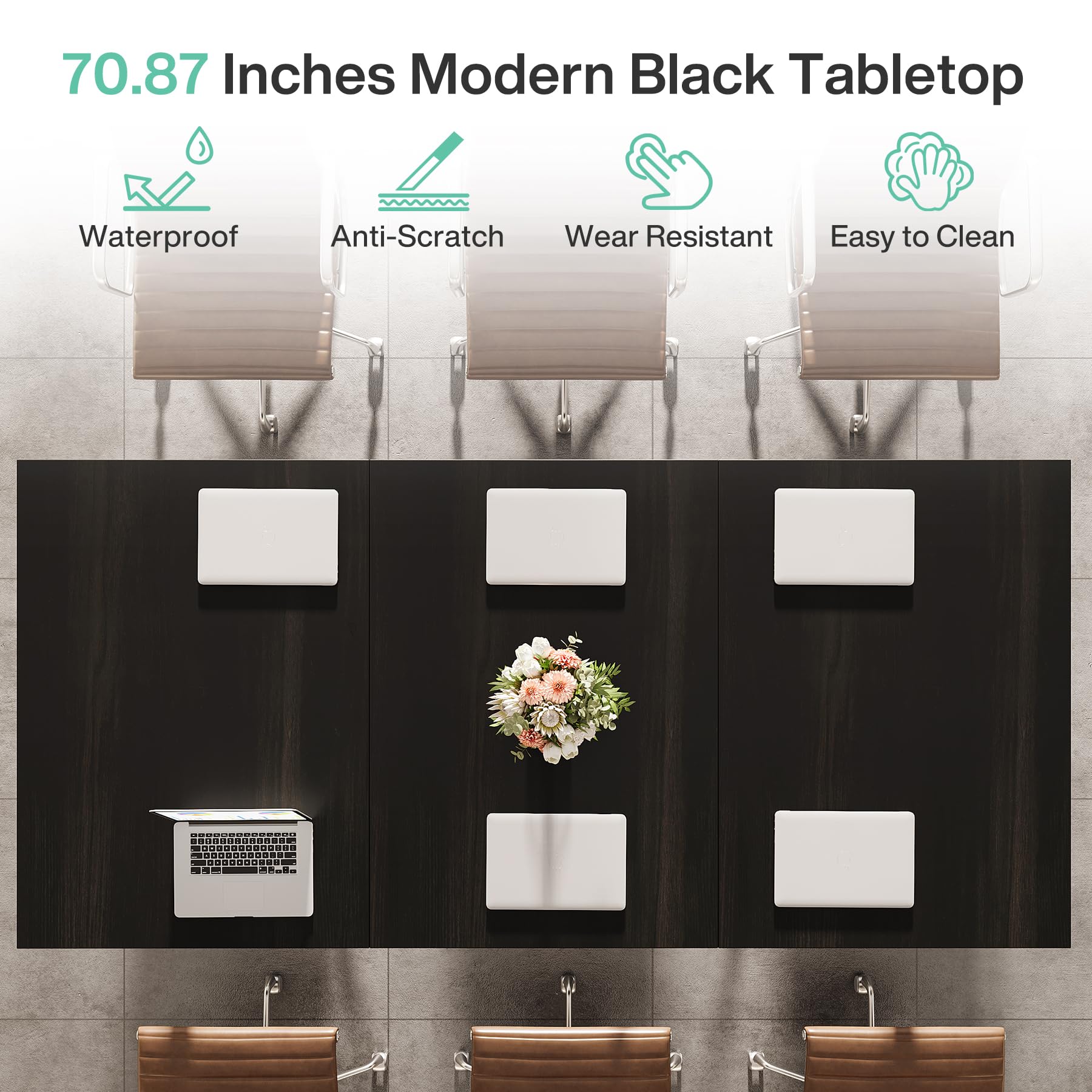 70.86" Conference Table with Metal Frame