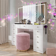 Large Makeup Vanity Desk with Dimmable LED and Bluetooth Speakers