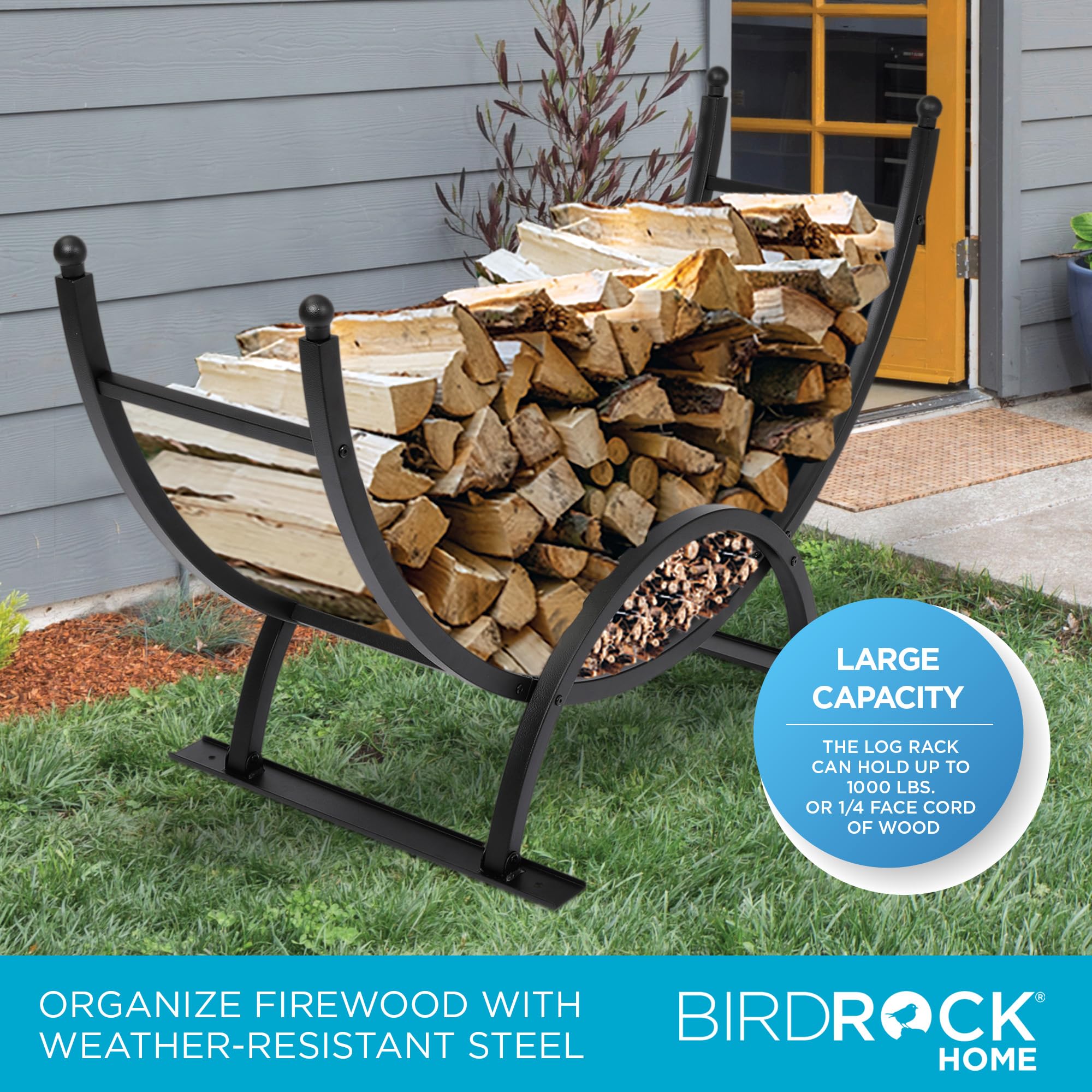 50in Firewood Rack with Elevated Curved Design
