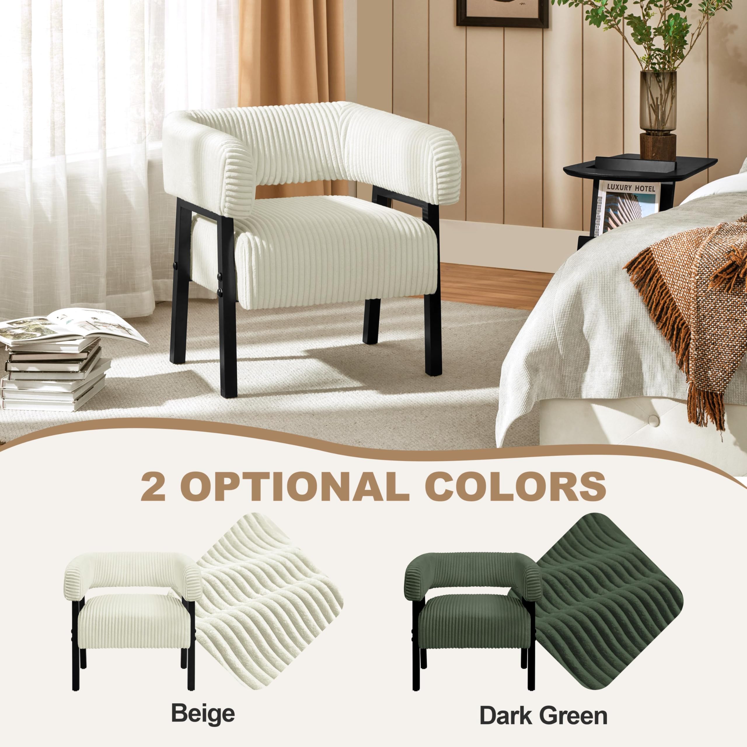 Corduroy Barrel Accent Chair Set of 2