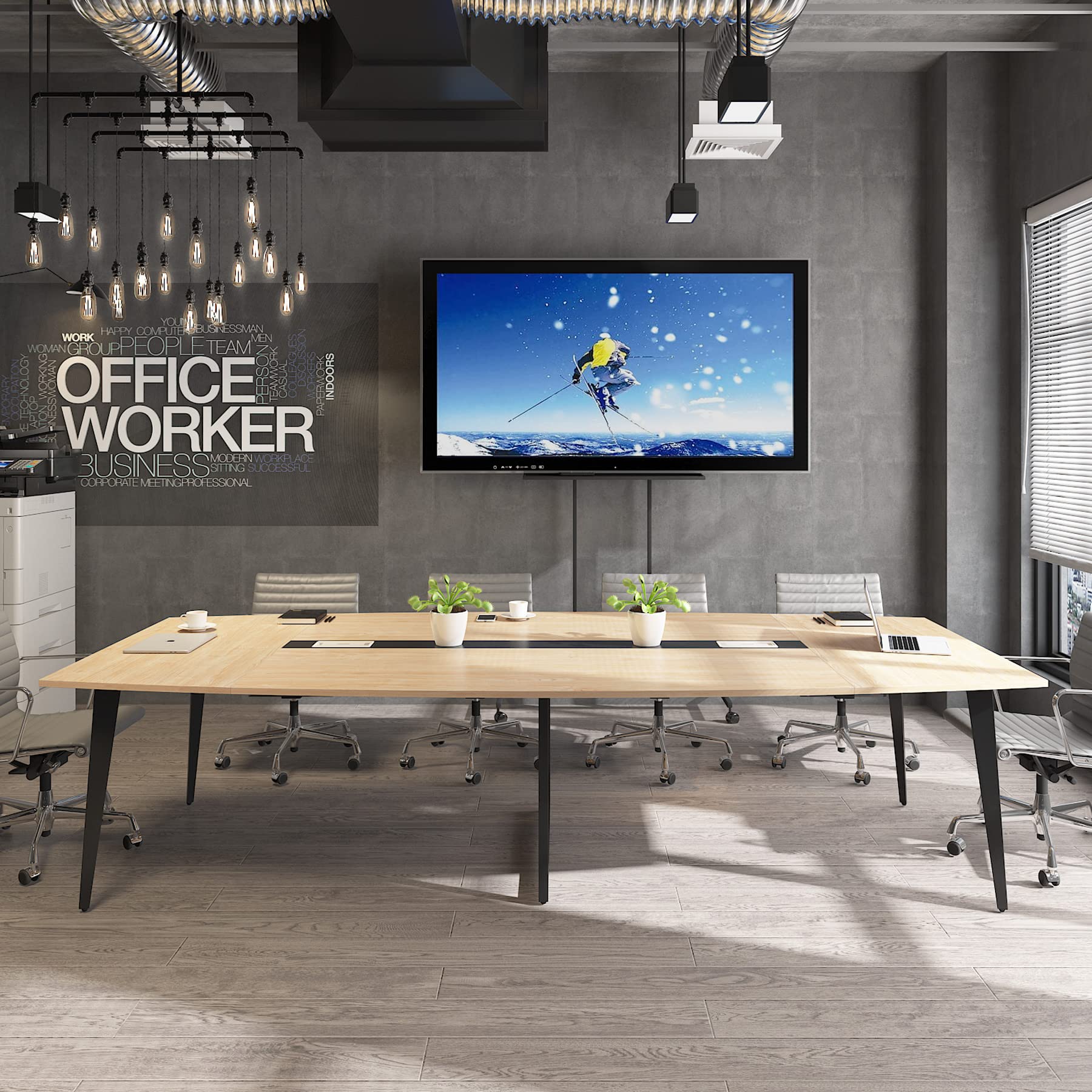 8FT Boat Shaped Conference Table with Cable Grommets