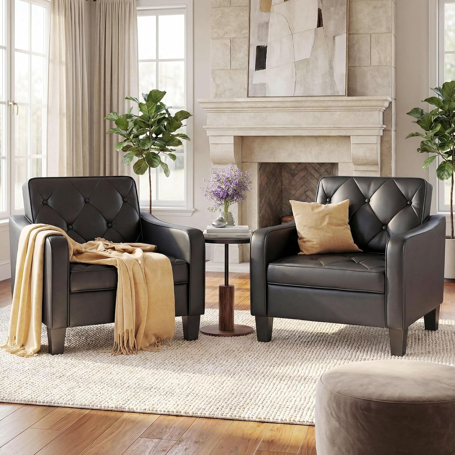 Mid-Century Tufted Accent Chair Grey