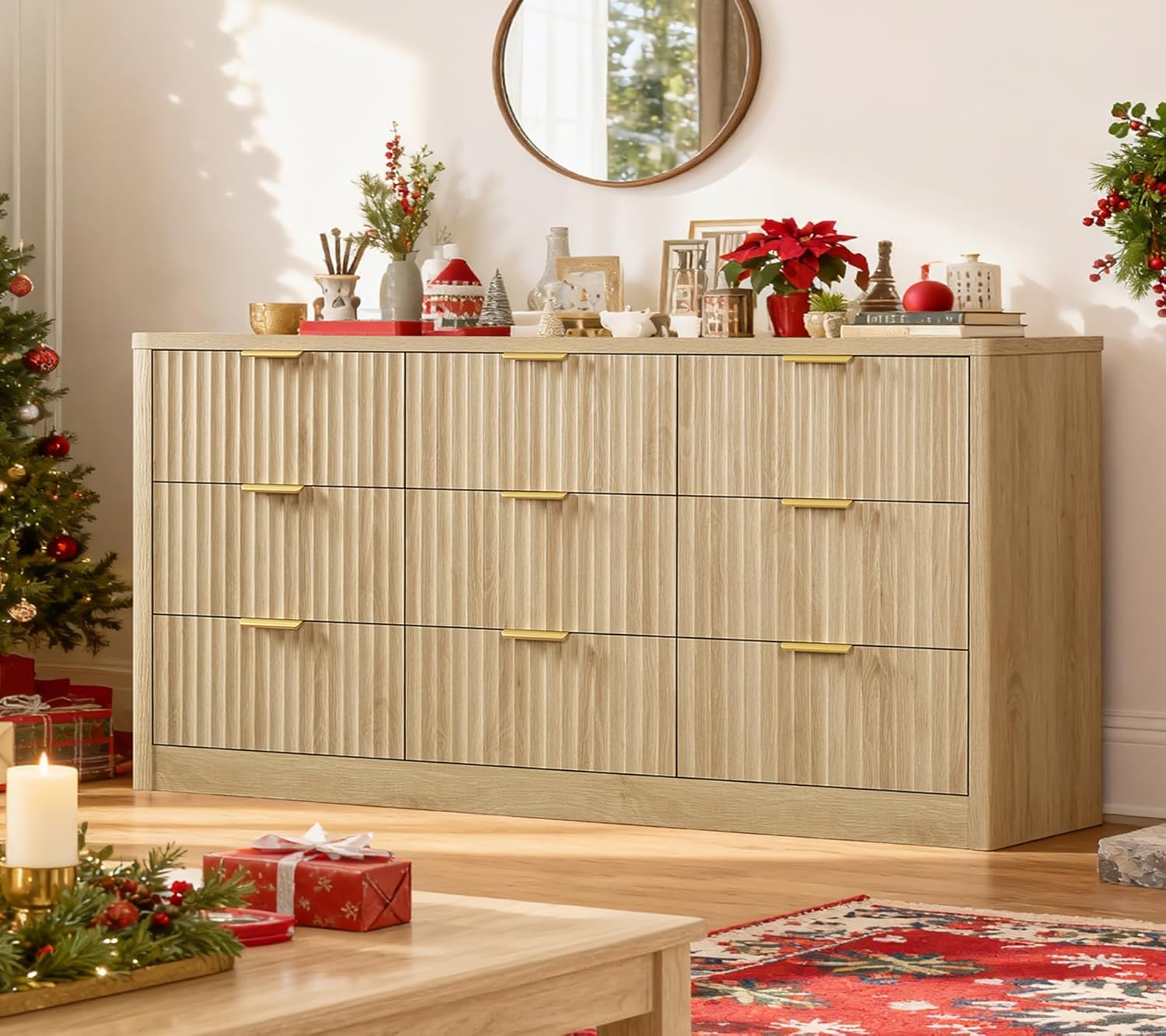 Fluted Dresser with 7 Drawers - 48" Tall Modern Chest of Drawers