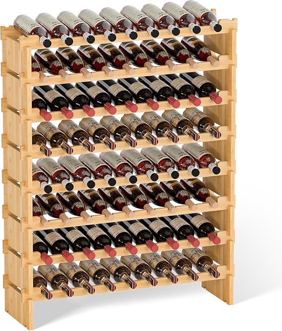 8-Tier Bamboo Wine Rack - 72 Bottle Freestanding Floor Storage