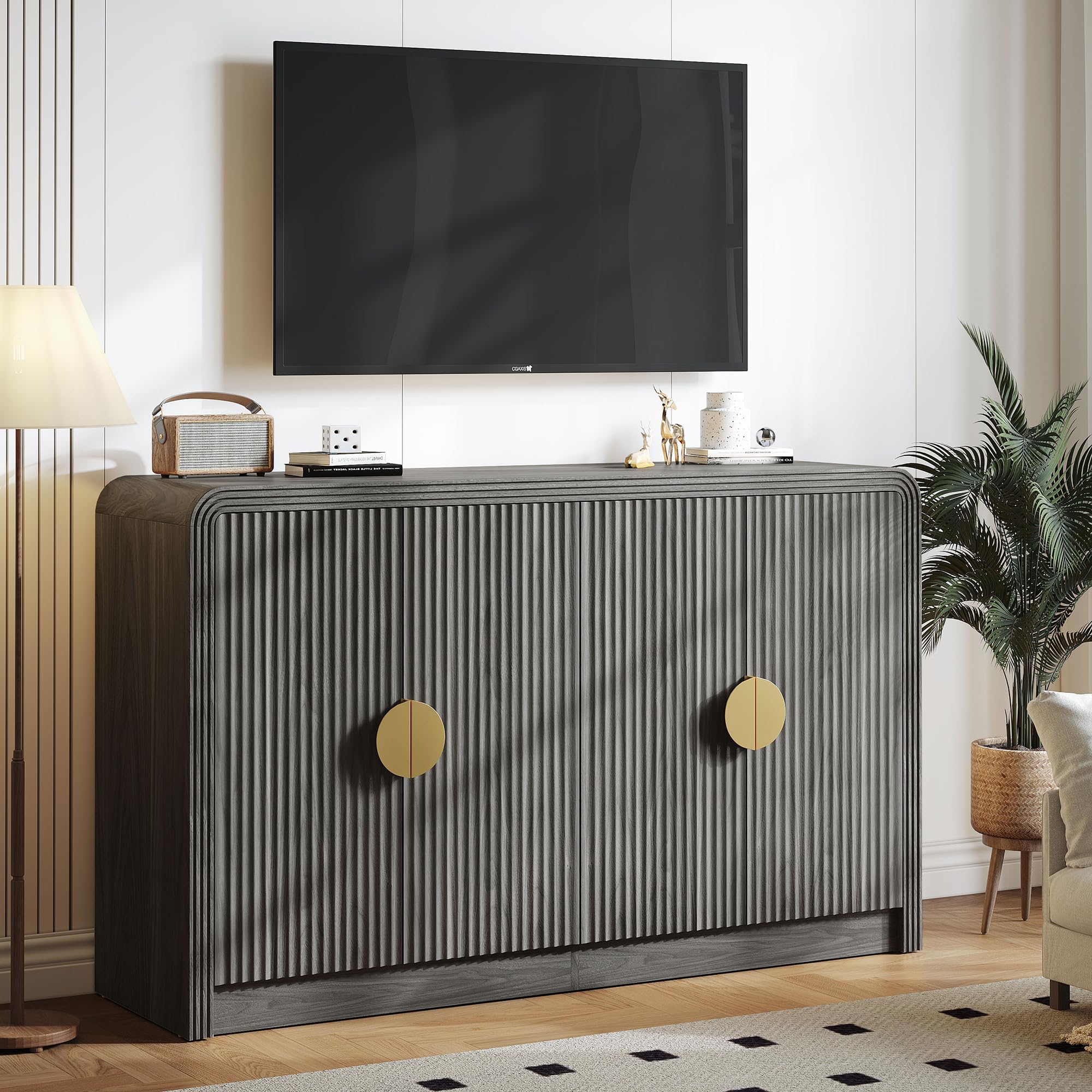 Buffet Sideboard Cabinet with Wavy Grain Doors
