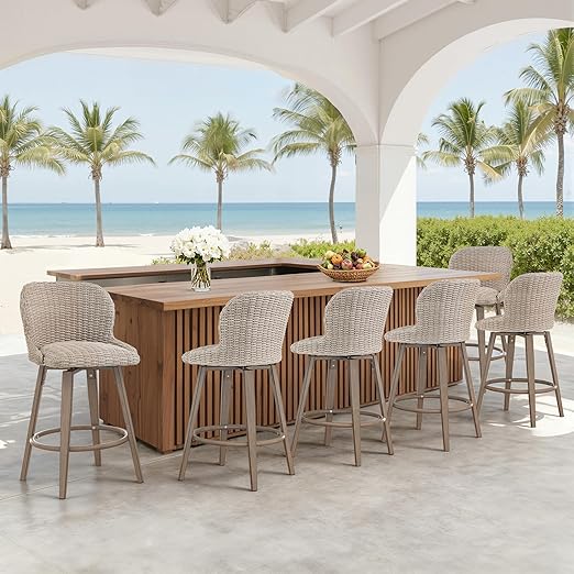 Outdoor Swivel Bar Stools Set of 4 - 27" Counter Height