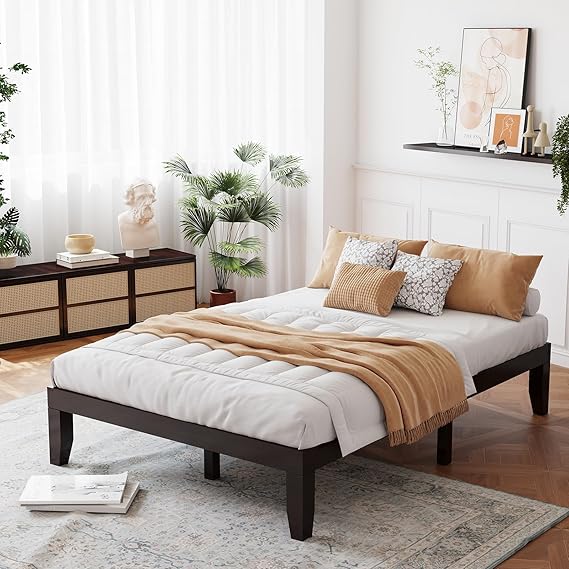 King Solid Wood Platform Bed Frame
