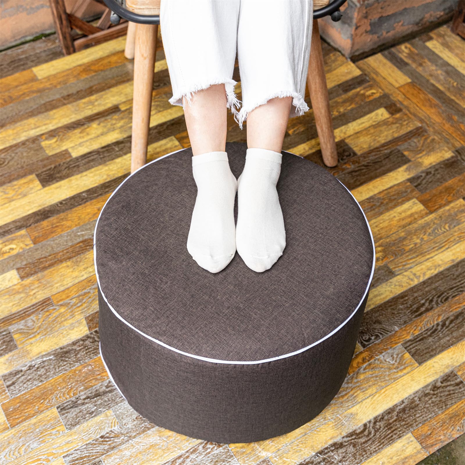 Round Outdoor Ottoman Footrest