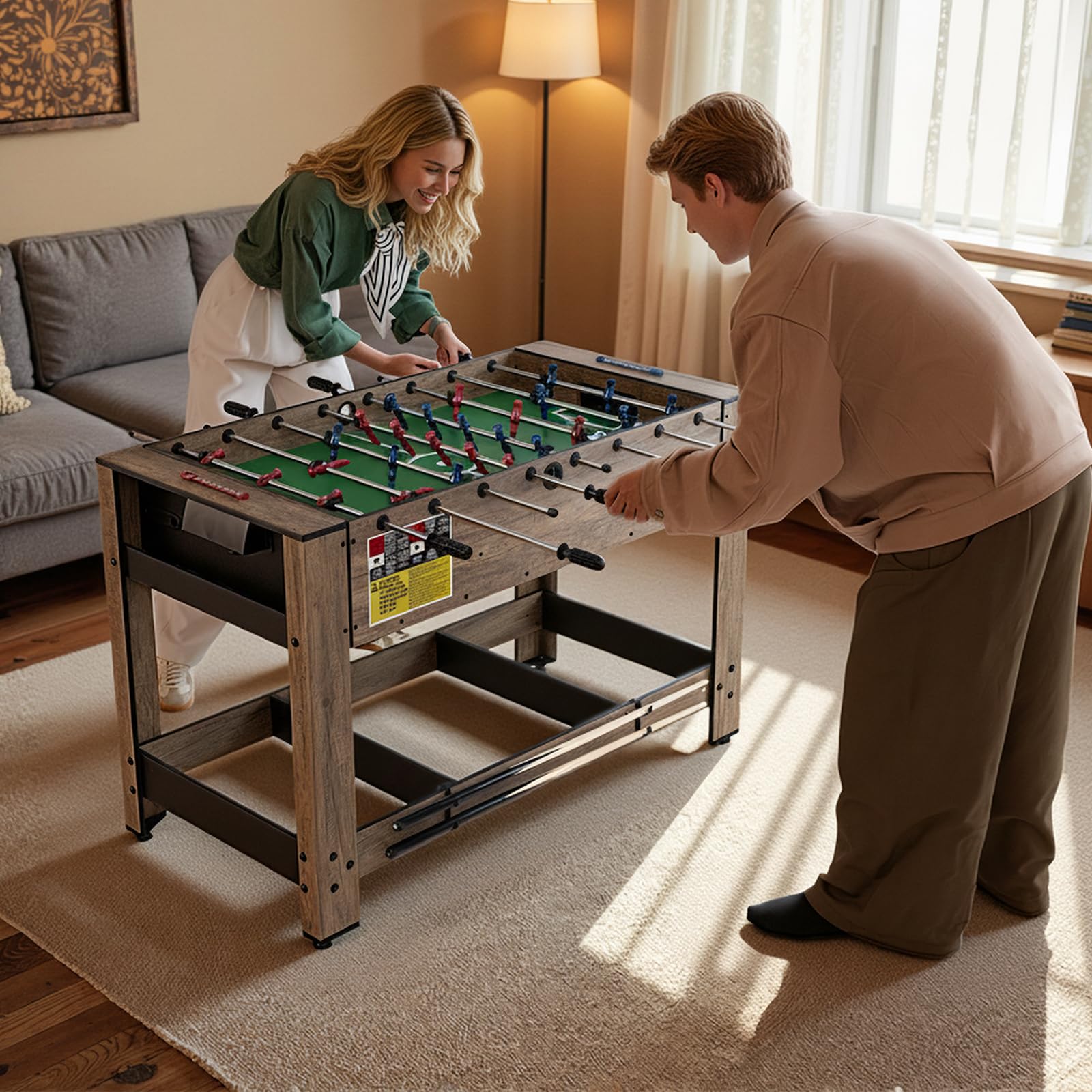 48" 2-in-1 Swivel Multi Game Table with Foosball and Pool