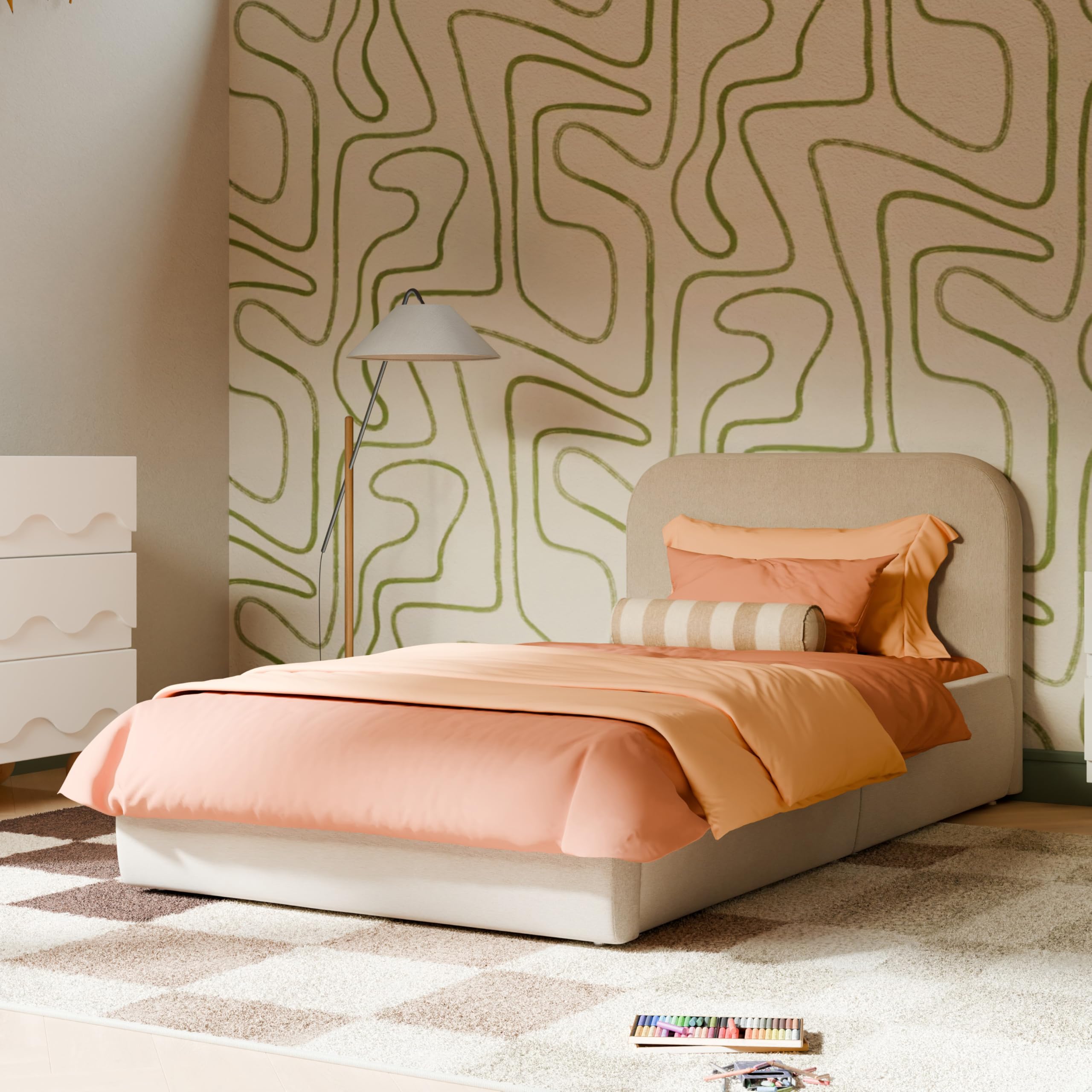 Nara Twin Bed Frame with Upholstered Headboard