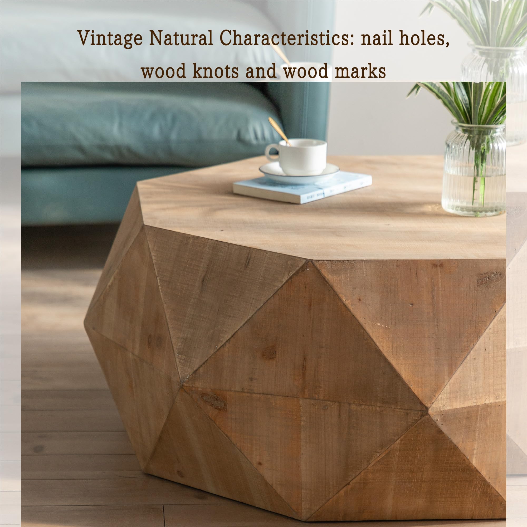 38" Modern Farmhouse Drum Coffee Table