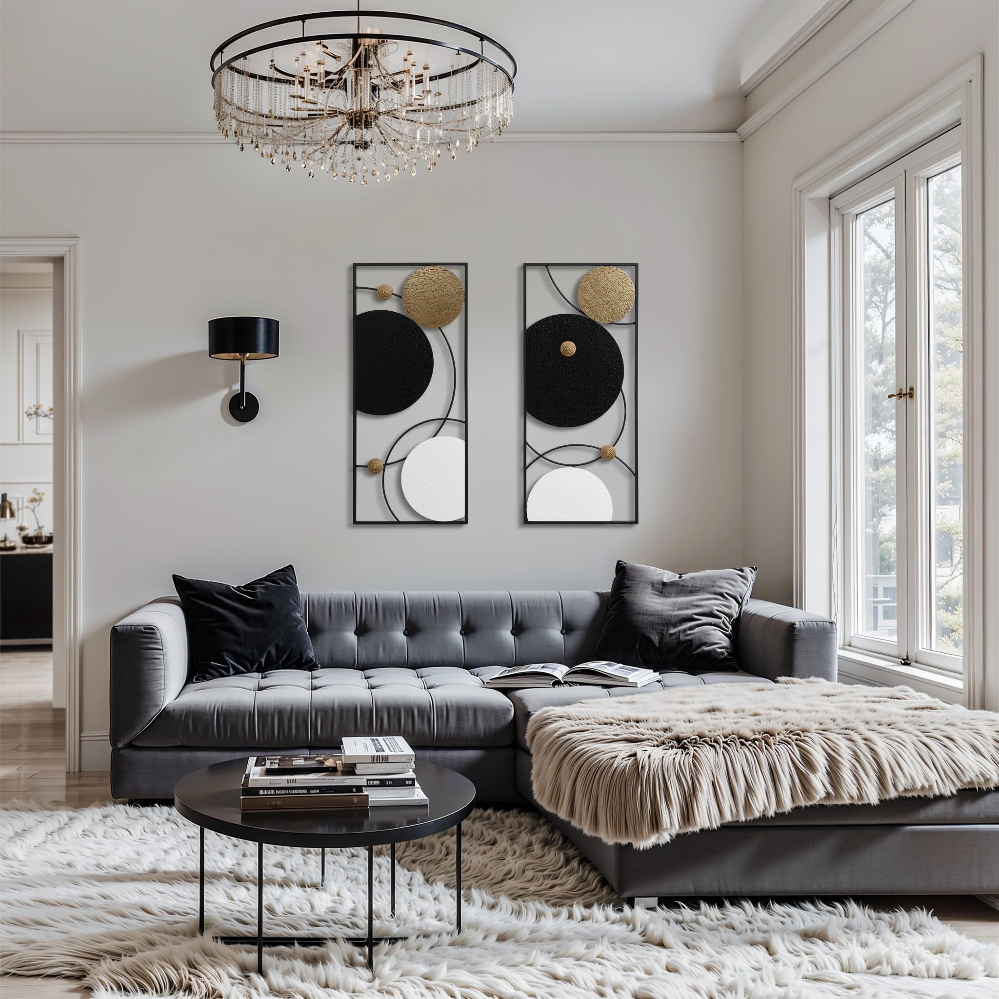 Metal Wall Art Set of 2 Abstract Panels 36 Inch