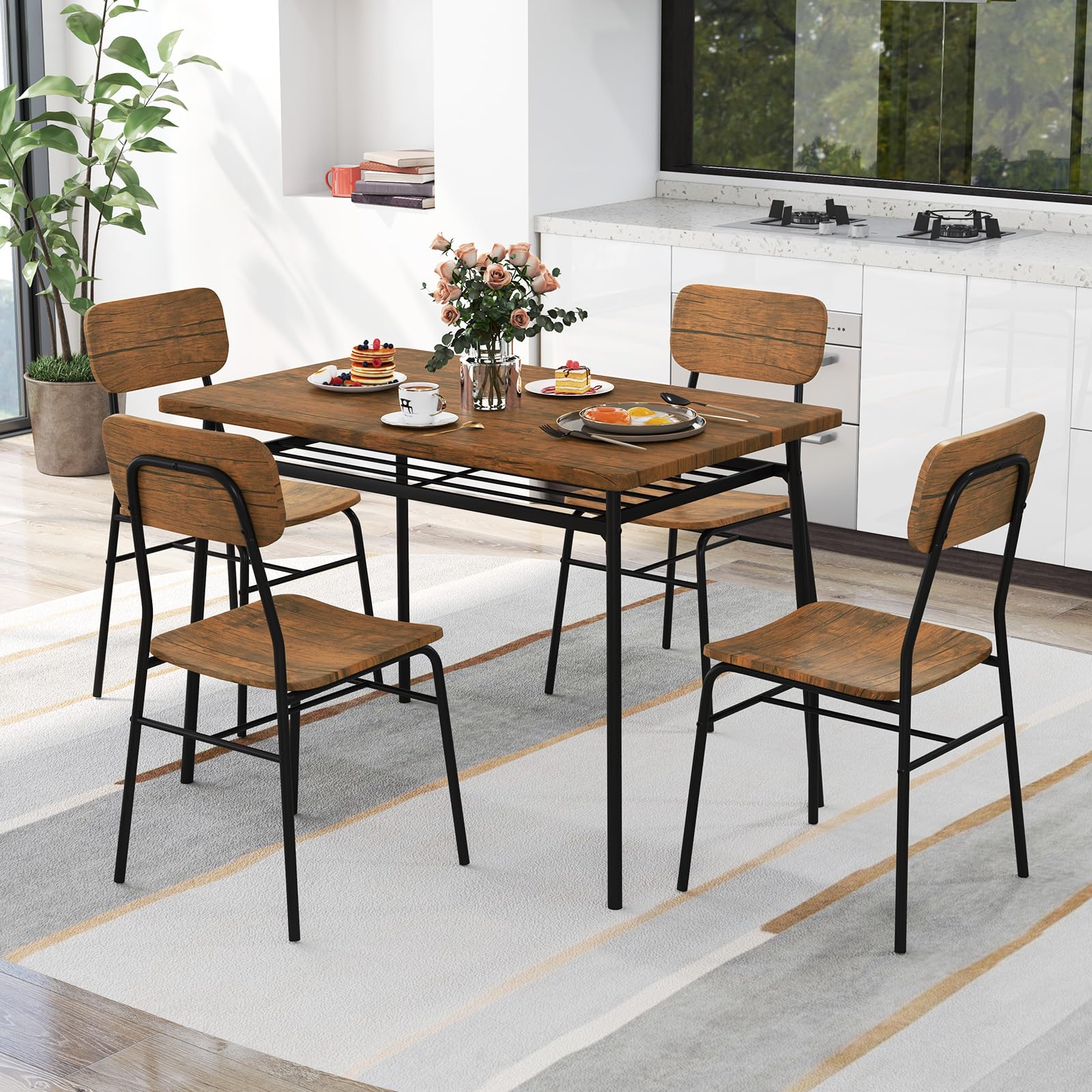 5-Piece Industrial Dining Table Set