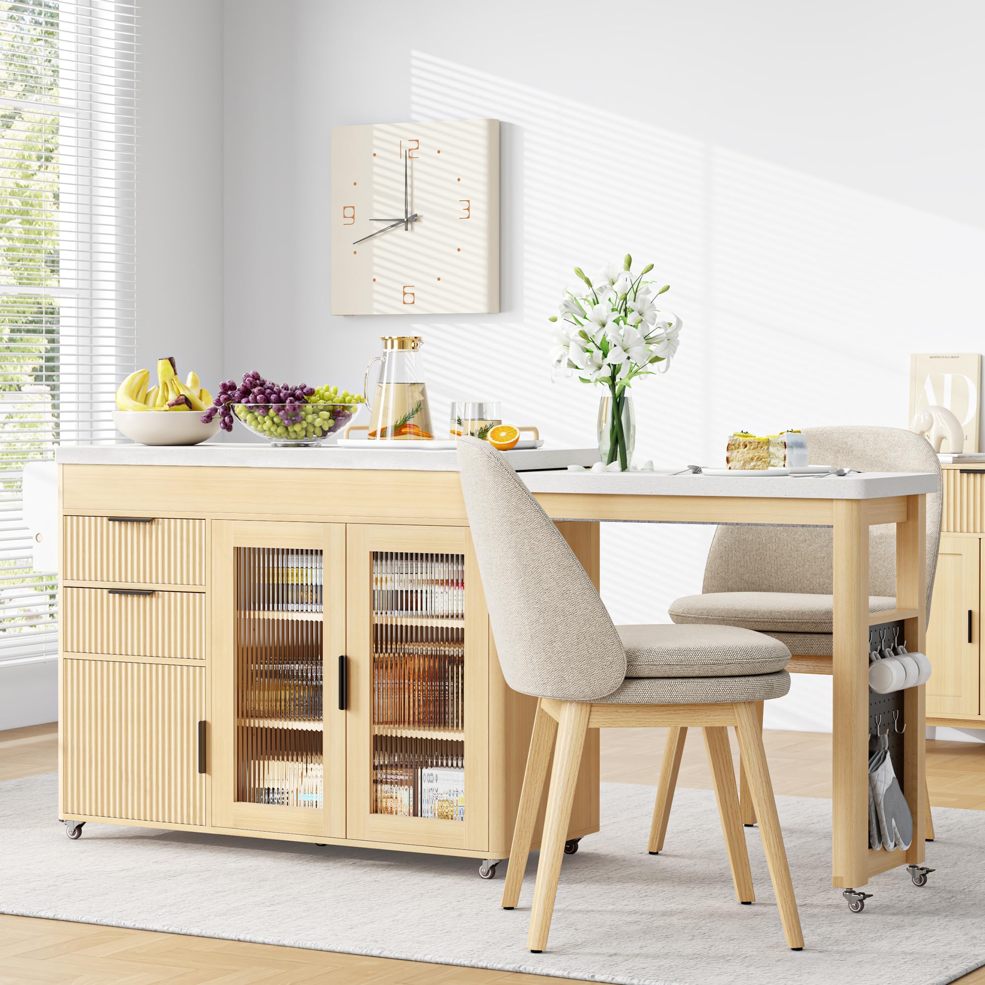 Kitchen Island with Extendable Dining Table