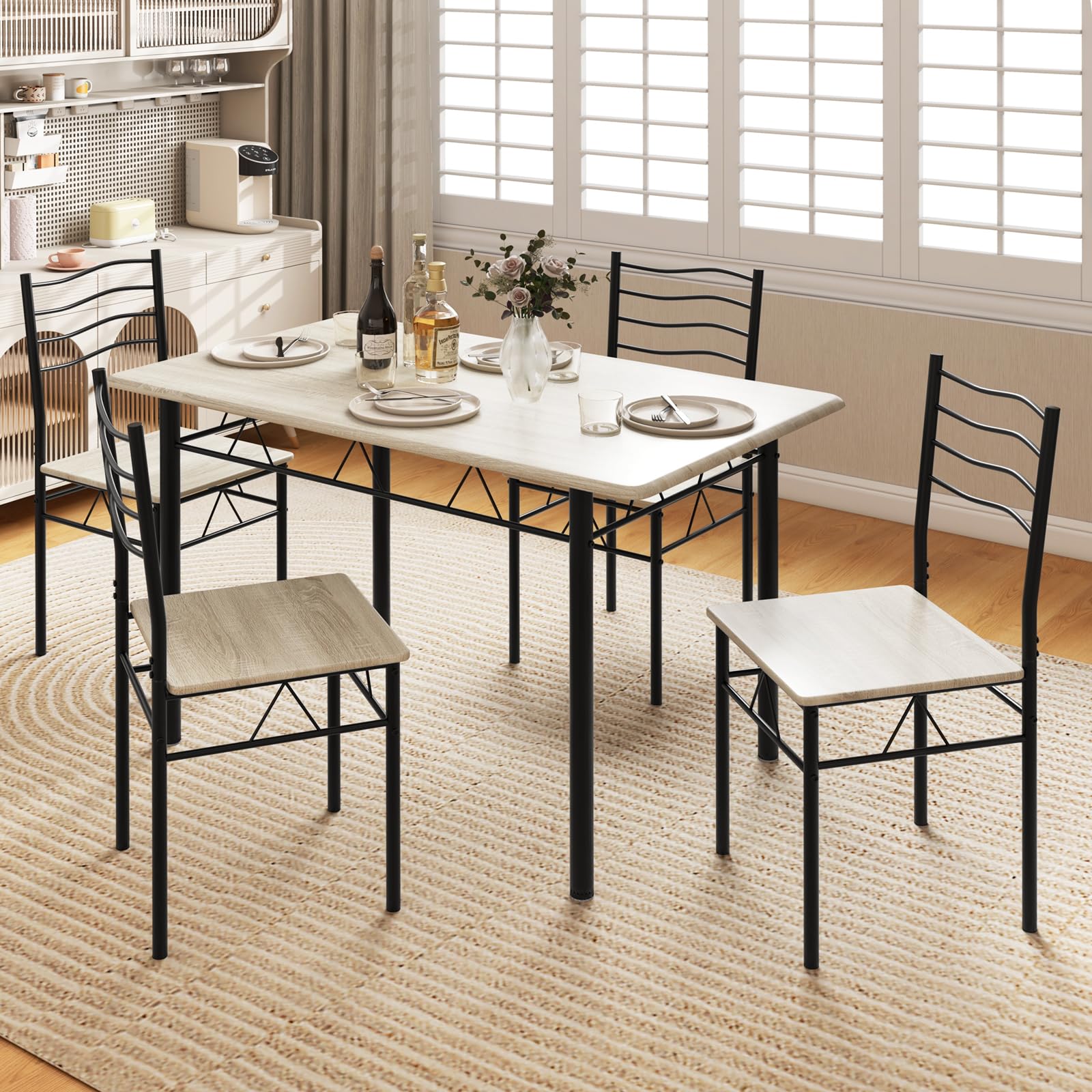 5-Piece Dining Table Set with 4 Chairs