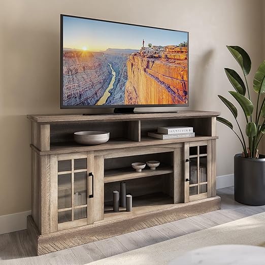 58" Rustic Wood TV Stand with Storage