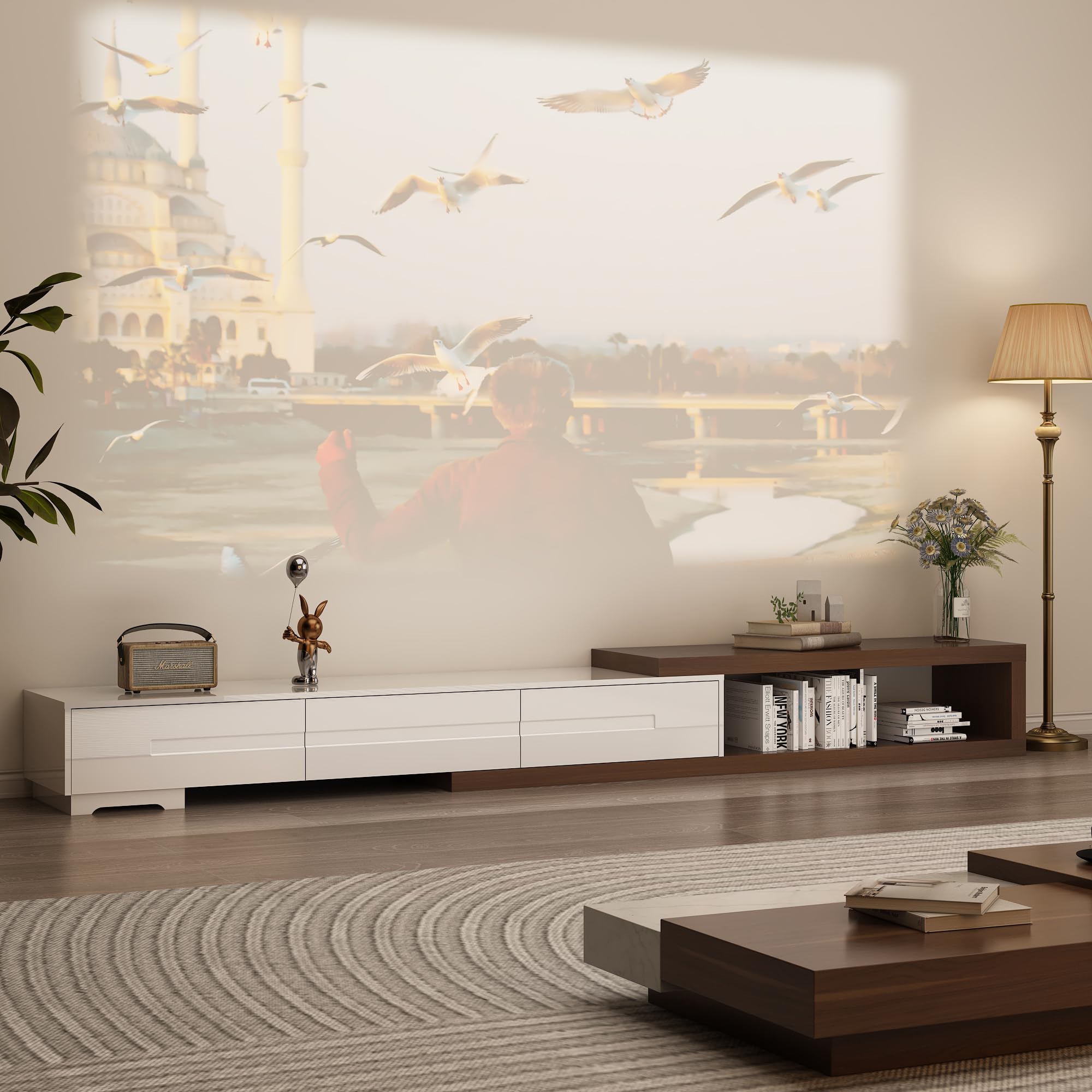 Extendable TV Stand with 3 Drawers for 82-120 Inch TV