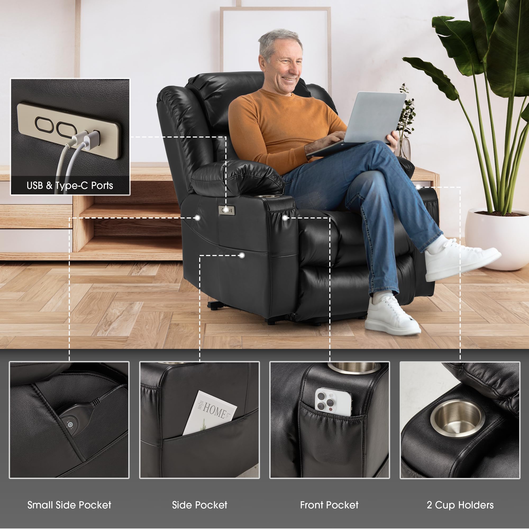 Power Lift Recliner Chair with Massage and Heat