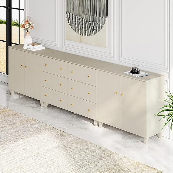 Extra Wide Dresser Chest with 6 Drawers and 4 Doors