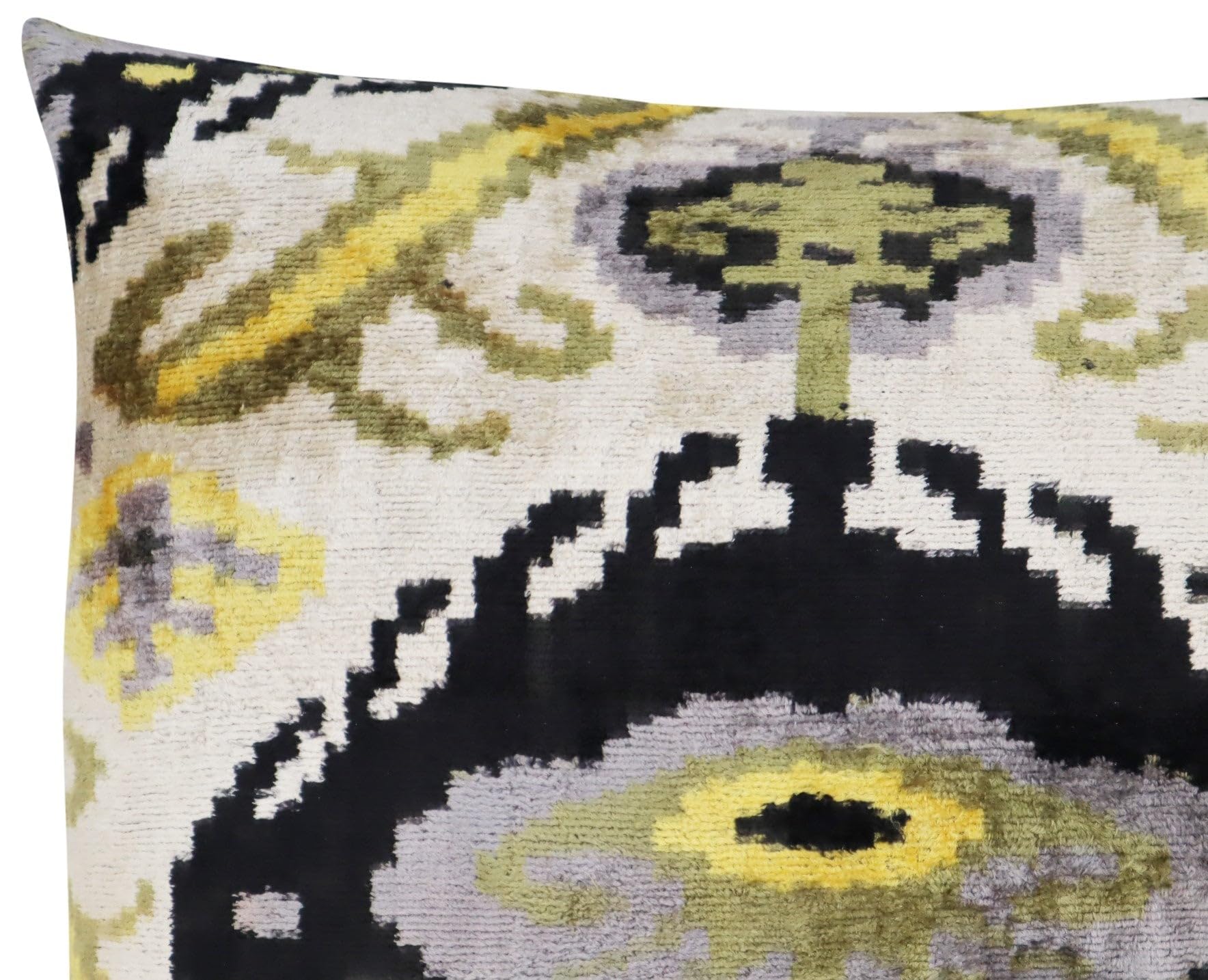 Handmade Gray Ivory Gold Velvet Decorative Throw Pillow 20x20