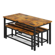 3-Piece Dining Table Set with Storage Benches