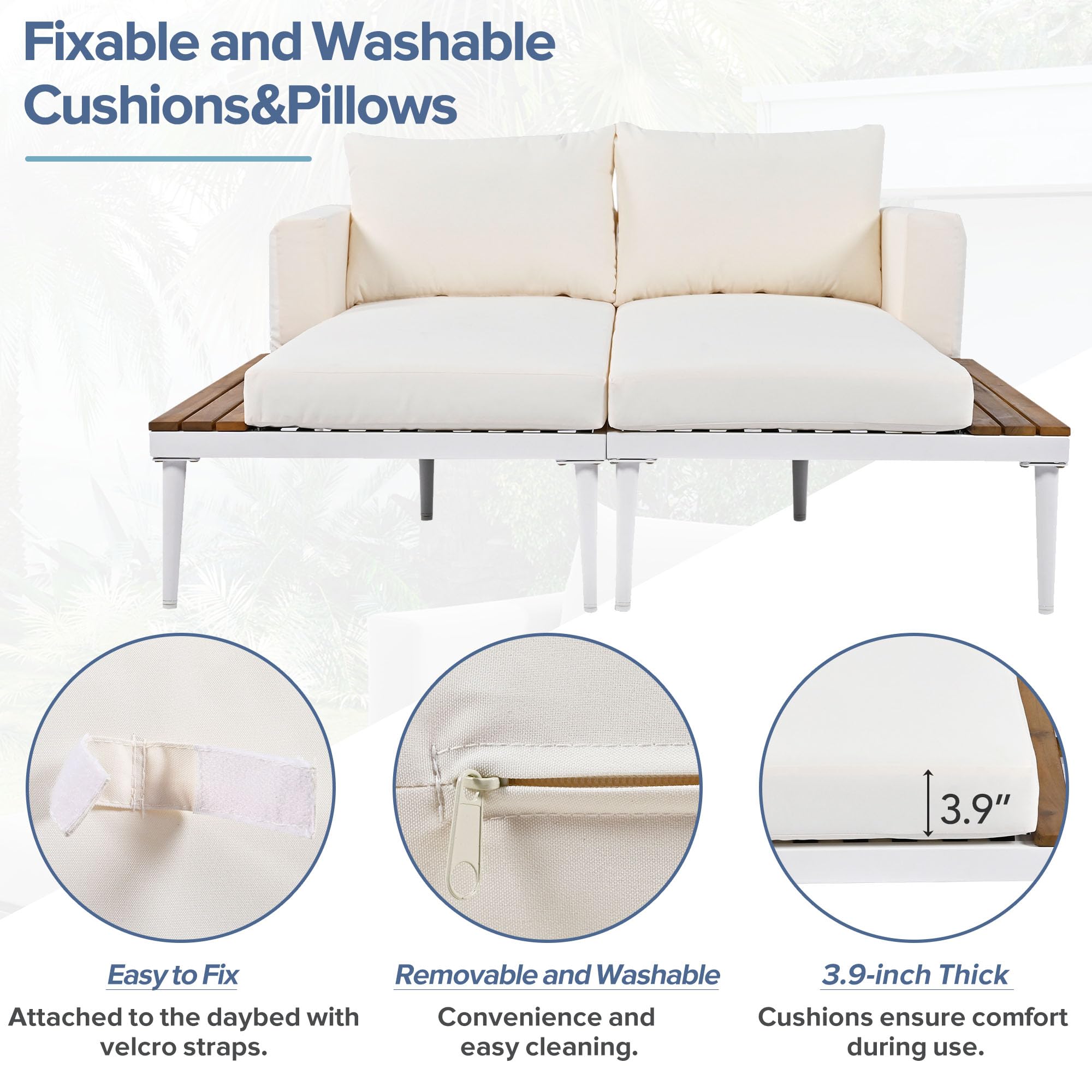 2-in-1 Outdoor Daybed with Side Tables