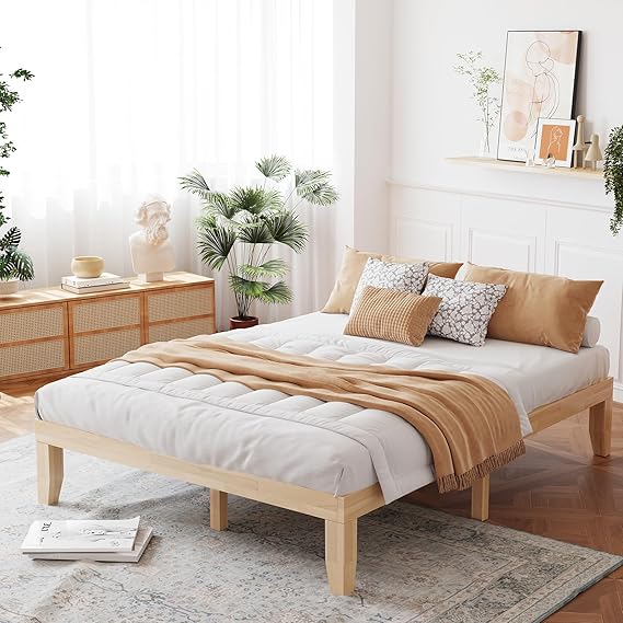 King Solid Wood Platform Bed Frame