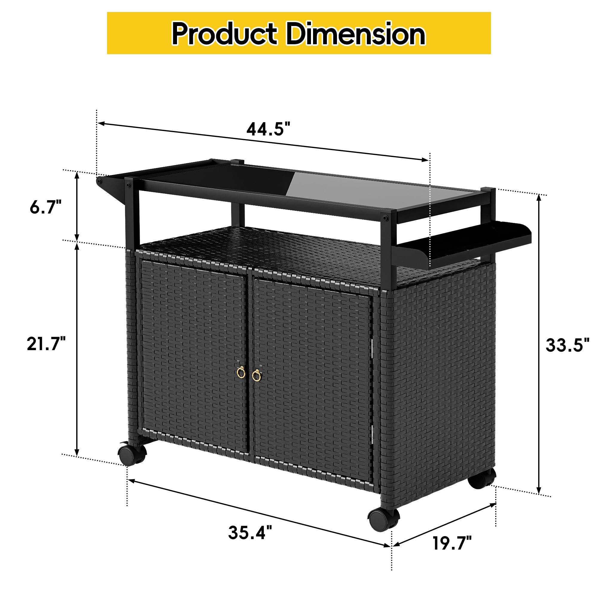 Outdoor Bar Cart with Storage and Wheels