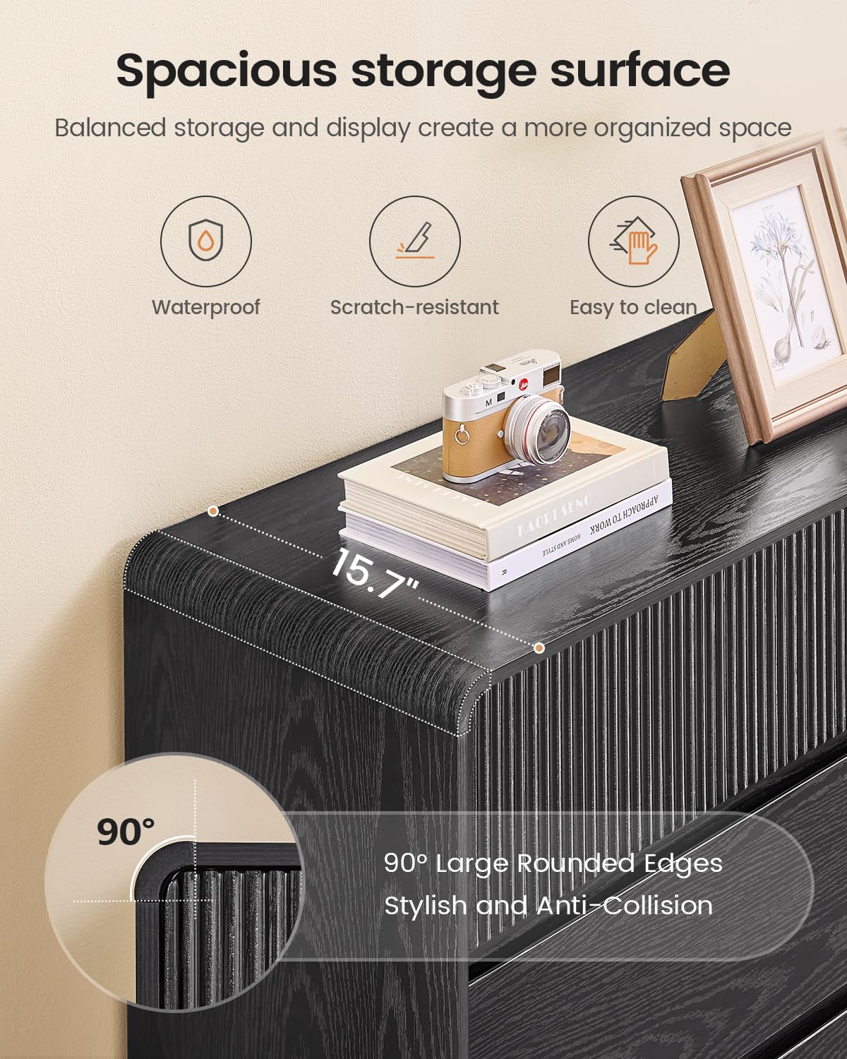 Modern 6 Drawer Dresser with Curved Profile