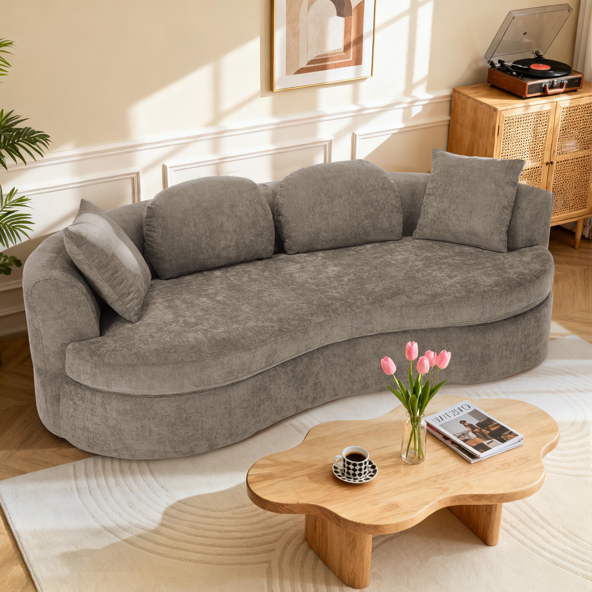 95" Modern Curved Chenille Cloud Sofa